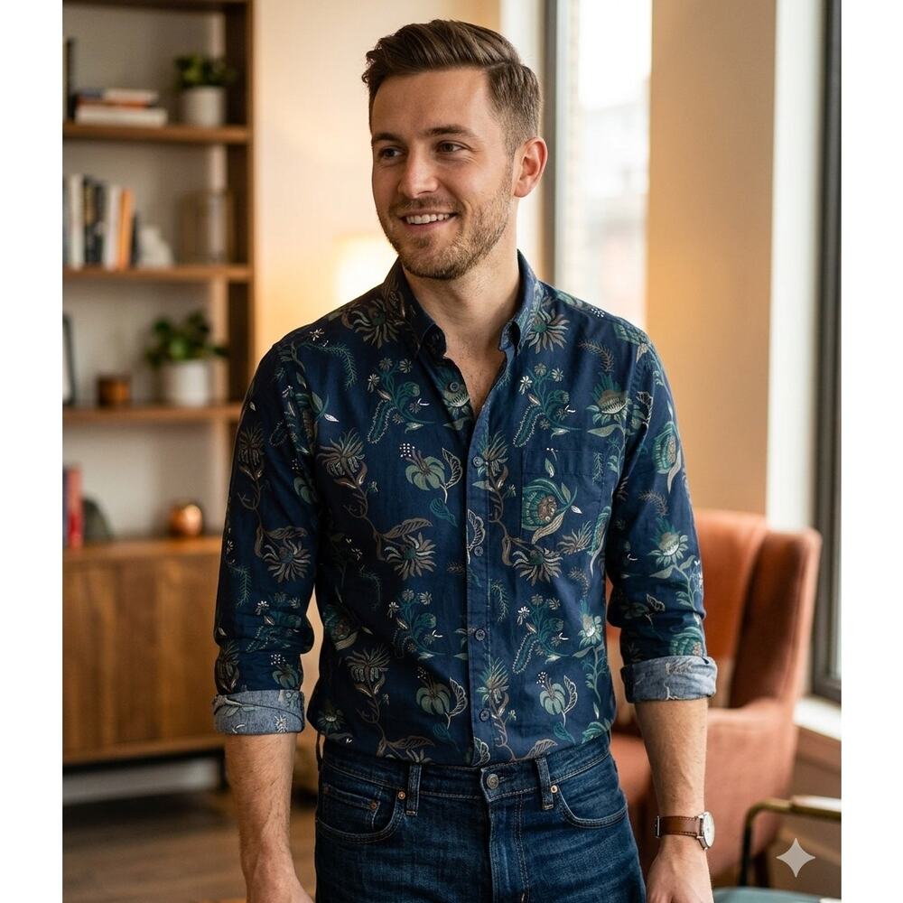 Scotch & Soda Night Tapestry Floral Print LS Button Down Shirt Men's Medium NWT